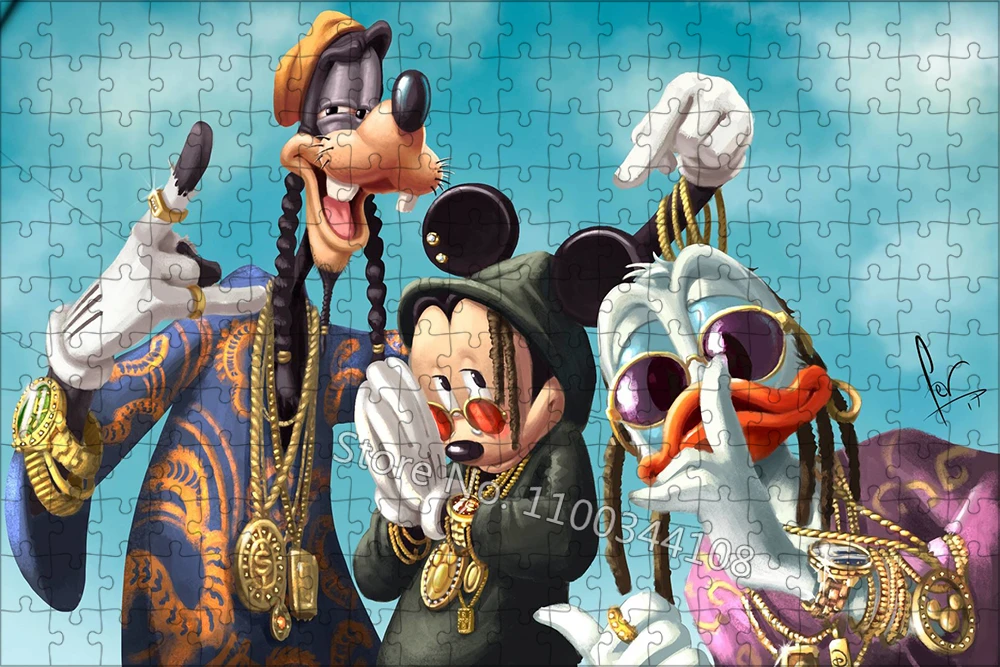 Disney Cartoon Characters Jigsaw Puzzles Mickey Mouse Donald Duck and Pluto Puzzle for Children's Gift Adult Decompression Toys