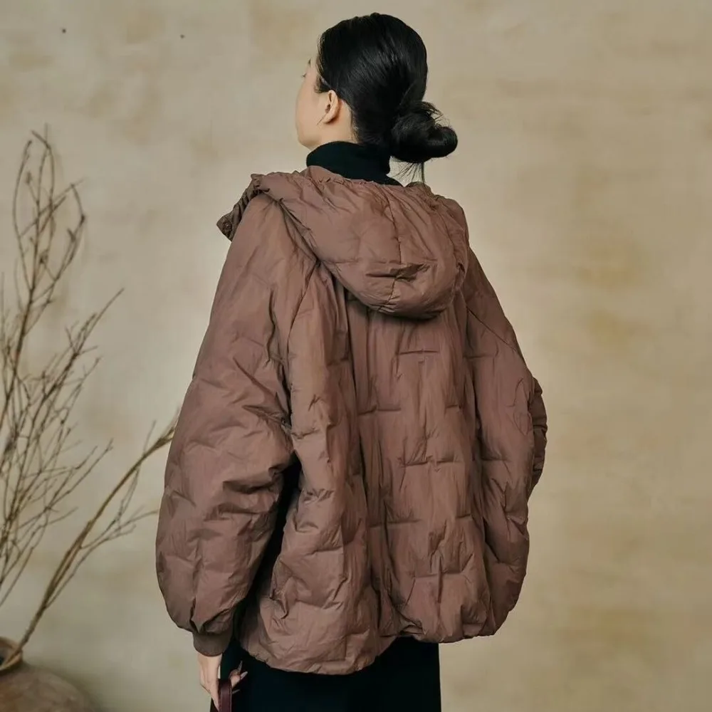 Chaqueta acolchada con capucha para mujer, ropa de primavera e invierno, abrigo de plumón de pato blanco de estilo americano, chaqueta de plumón a la moda para mujer 2025