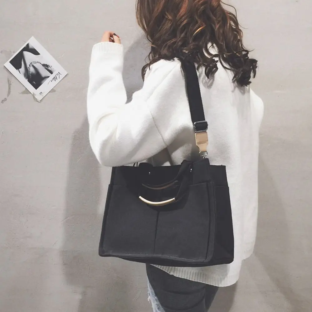 

Waterproof Nylon Stylish Handbags With Handle Vintage Style Large Tote Bag Large Capacity With Pockets Canvas Shoulder Bags