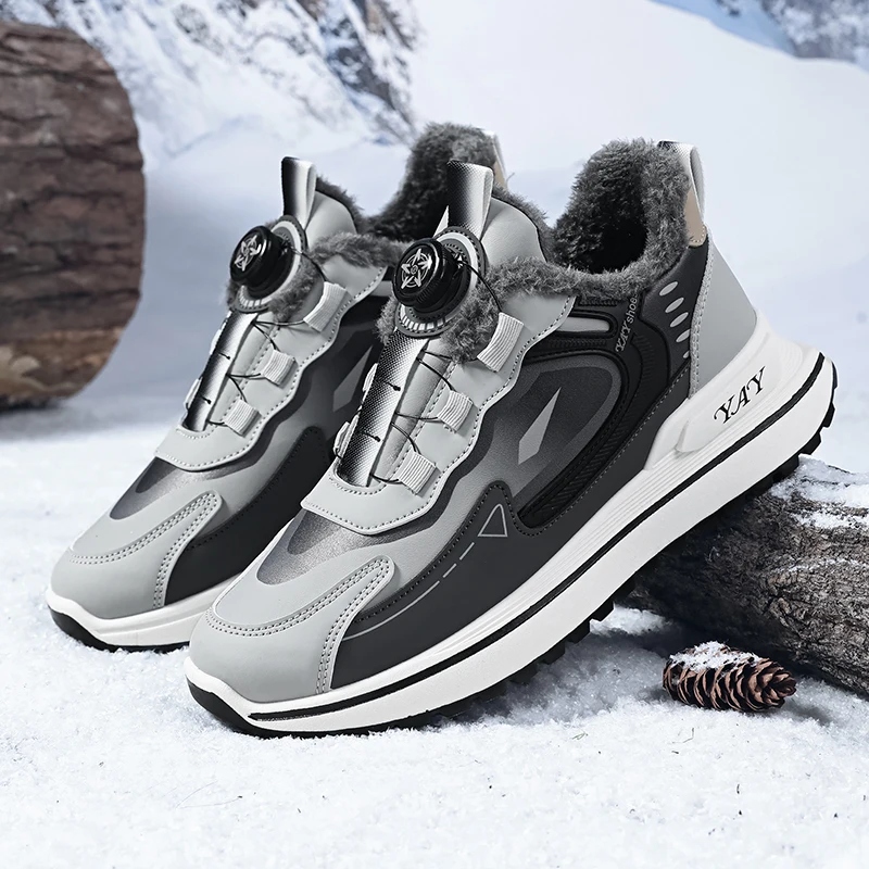 أحذية الأب الشتوية المبطنة بالصوف 2025 نموذج شعبي جديد مع مشبك دوار، أحذية رياضية للجري ممتصة للصدمات بنعال ناعمة #1