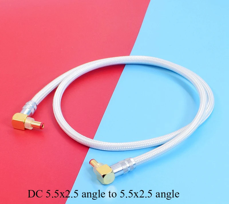 HIFI Gold Silver Palladium Alloy DC 5.5x2.5 Male To 5.5x2.1 GX16 2Pin Type C USB 90 Degree Right Angle Straight Cable HI-END