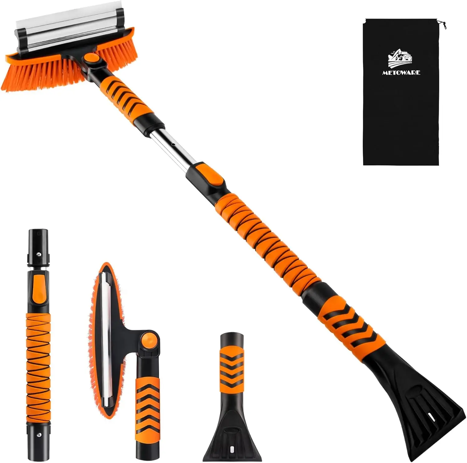 

Extendable 44'' Snow Brush & Ice Scraper for Car Windshield with Ergonomic Grip and 360° Pivot Head