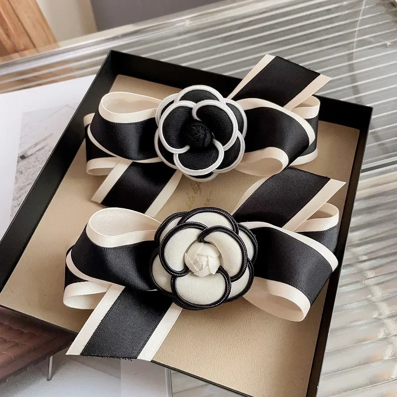 

Винтажная заколка для волос с камелией, корейская модная заколка для волос, тканевая заколка с бантом, элегантный аксессуар для волос