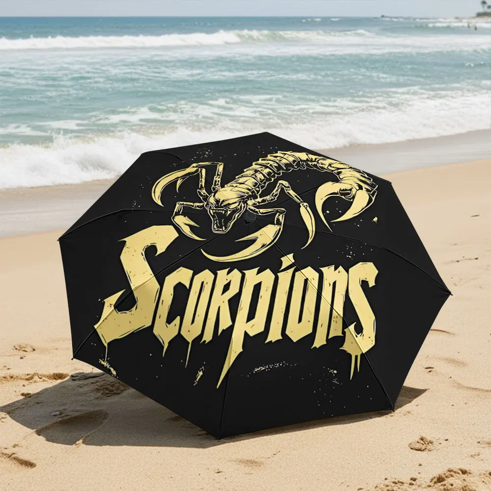 Vintage Scorpion Design Umbrella - Bold Yellow Graphic Compact Fashion Folding Umbrella for Daily Use, Christmas Gift