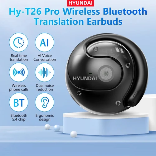 Imagen 1 del producto HYUNDAI HY-T26 PRO auriculares inalámbricos con traductor BT 98% de precisión AI auriculares con traducción en tiempo Real para viajes aprendizaje de negocios