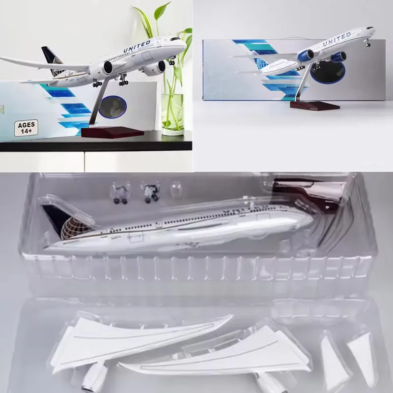 

1:130 Scale Diecast Resin Model United Airlines Boeing B777/B787 Resin Airplane With Light Collection Display Gift Decoration