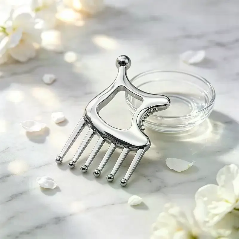 Multifunctional Scalp Massage Comb Metal Gua Sha Tools Neck, Face,Eyes Deep Tissue Release Scraping Board Myofascial Massager