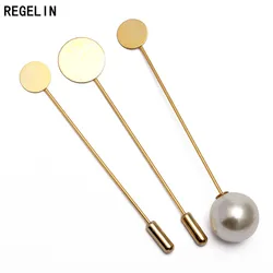 REGELIN Women Brooches Pin Base 10/15mm Silver Gold Color Imitation Pearl Brooch DIY Collar Pins For DIY Brooches Jewelry Making