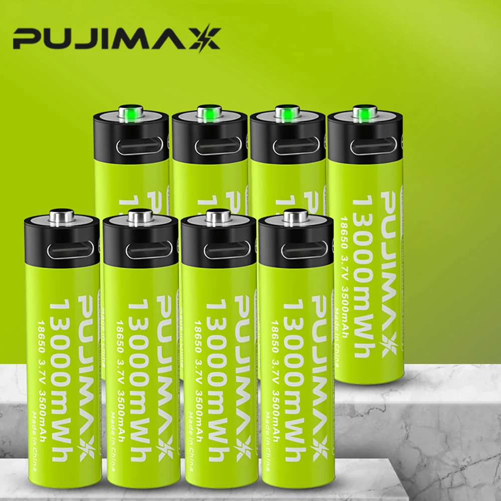 PUJIMAX 1-40pcs 18650 Battery 3500mAh 3.7V Li-Ion Rechargeable Battery 10A Lithium Battery High Drain For Flashinglight Vaping