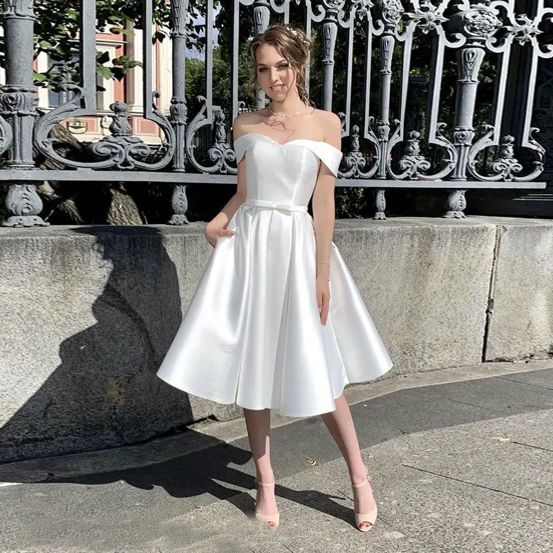 Customized Tea Length Homecoming Dresses Off Shoulder Prom Party Graduation Gowns Vestido De Noche robes de soirée Abendkleider