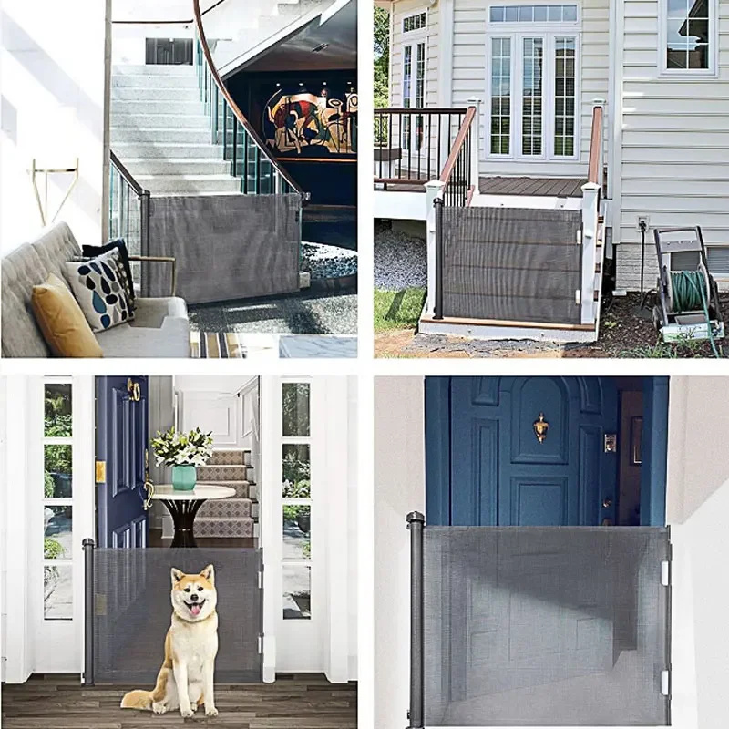 Dog Cat Child Safety Pet Mesh Door Stair Sliding Retractable Safety Pet Door