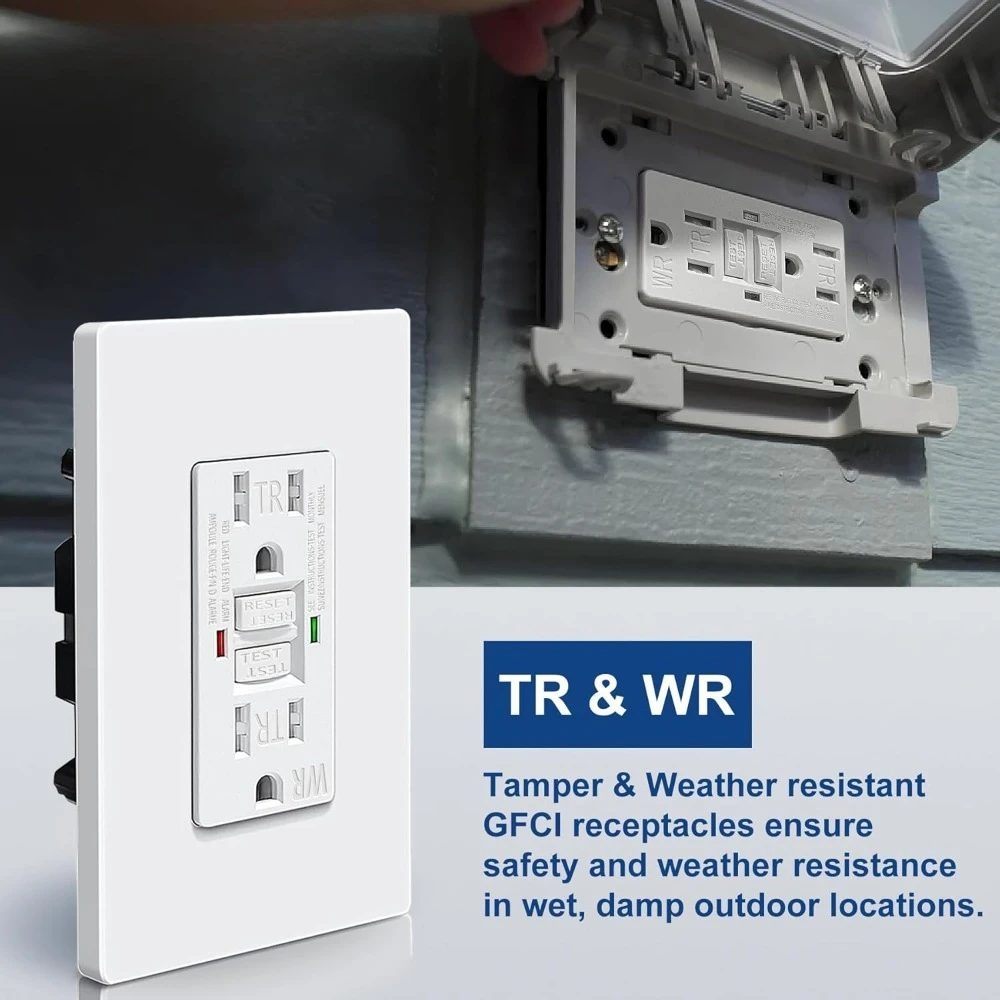 جديد - 30 قطعة بيضاء من منافذ GFCI 15 أمبير، مقاومة للطقس في الهواء الطلق (WR)، أوعية GFI ذاتية الاختبار مع مؤشر LED - الأكثر مبيعًا!