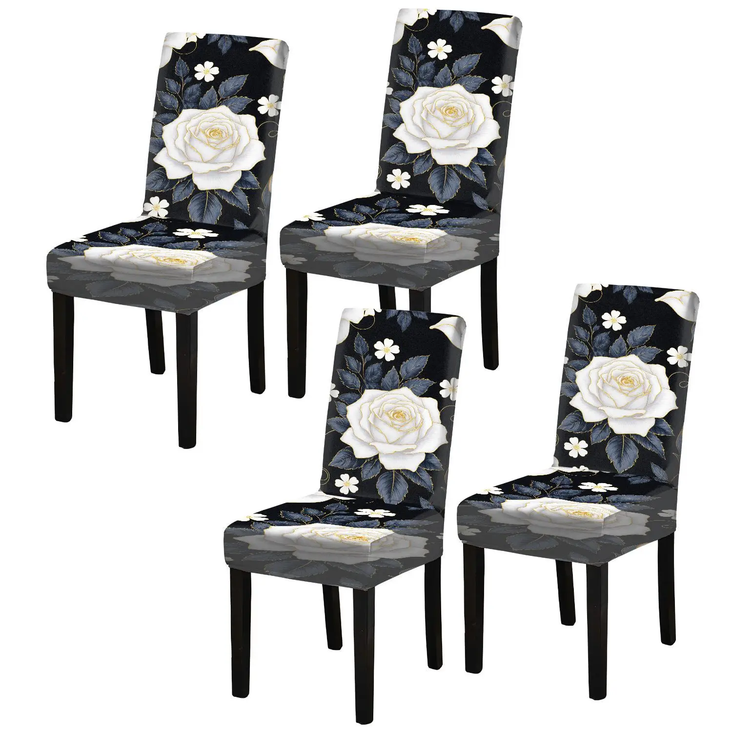 Elastic dining chair cover ornate flower pattern decoration design, suitable for restaurant kitchen hotel banquet decoration