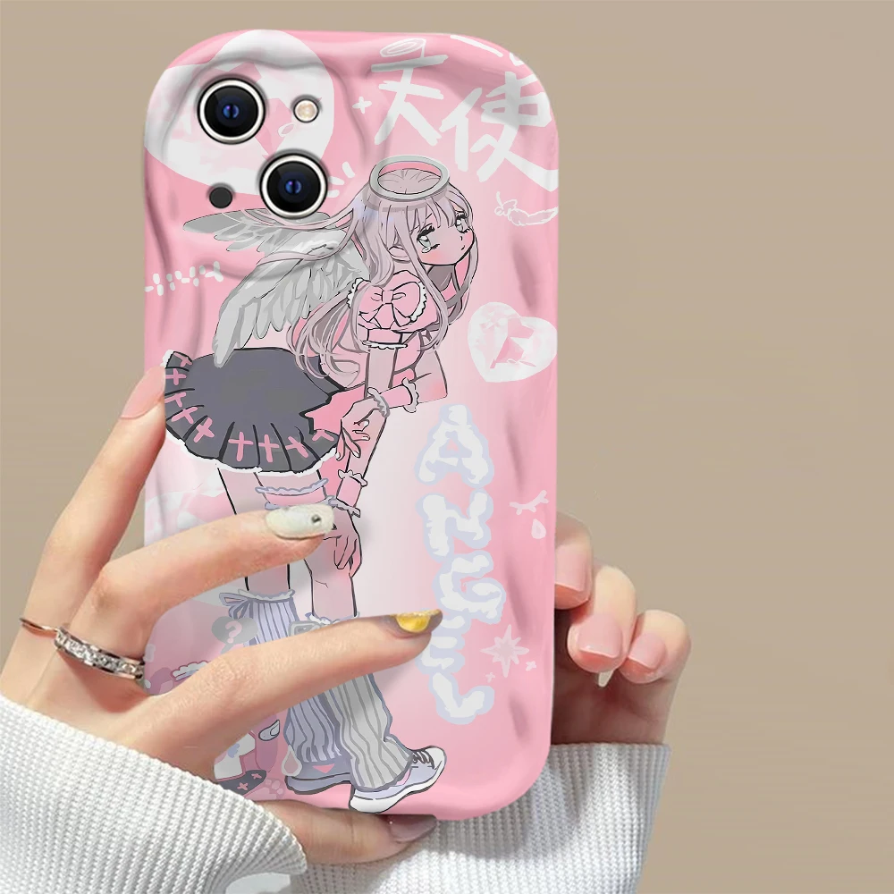 Yk2 Anime Star Girl Kawaii Angel 3D Wave Case For Xiaomi Mi 14 12 12T 11 Lite Poco M6 X6 X5 X4 F4 X3 M3 Pro 4G 5G Soft Cover