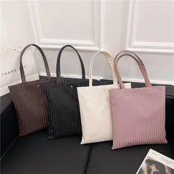 Women Bag PU Handbags for Female Shoulder Bag Large Capacity Tote Bas Solid Color Striped Travel Fashion Ladies Shopper Bag