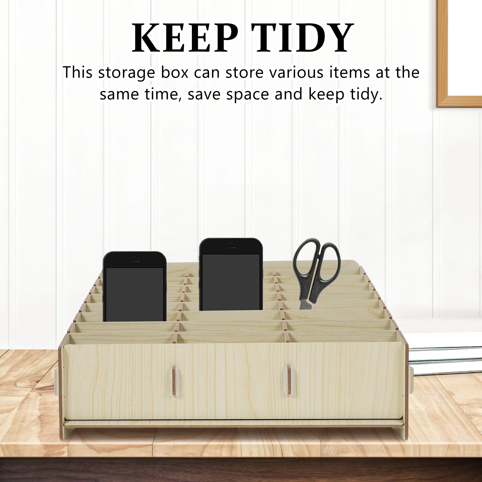 DIY Wooden Phone Storage Box 32 6x20x17 5cm Smooth Polished Desk ganizer School Classroom Office Supplies Container