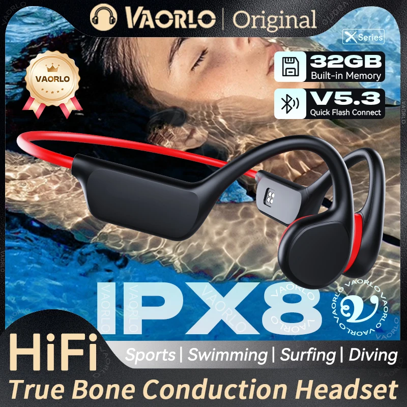 

Bone Conduction Wireless Headphones IPX8 Waterproof Swimming Headsets Bluetooth+32GB RAM MP3 Player HIFI Music Sports Open-Ear