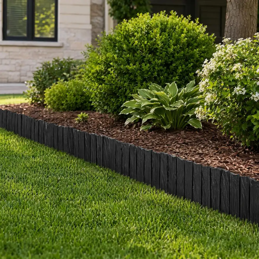 Decorative Lawn Edging Garden Edging Border Panels Flexible Plastic Lawn Edging Wood Look No Dig Garden Borders for Flower Beds
