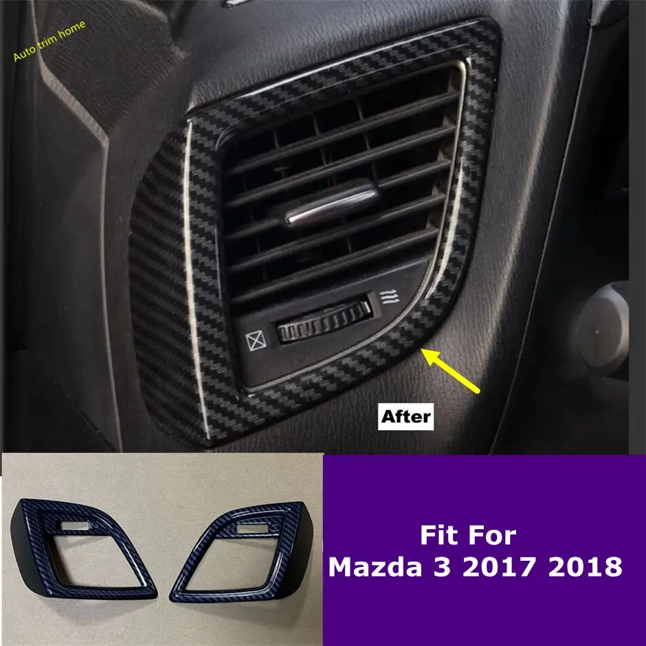 

Dashboard Side Air Conditioning Outlet AC Vents Decor Frame Cover Trim For Mazda 3 2017 2018 Car Accessories Carbon Fiber Look