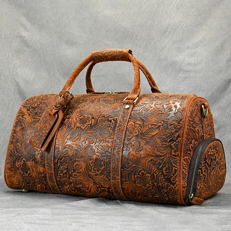 

Weekend Travel Leather Duffel Bag Custom Luggage Gym Bag for Men