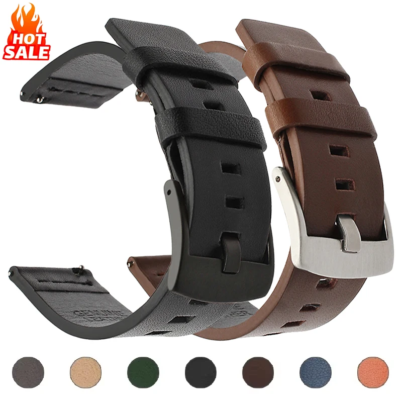 20mm 22mm Leather Strap for Samsung Galaxy Watch 7 6 5 4 6Classic Bracelet for Huawei Watch GT5 3 4Pro Band 18mm 24mm Watchband