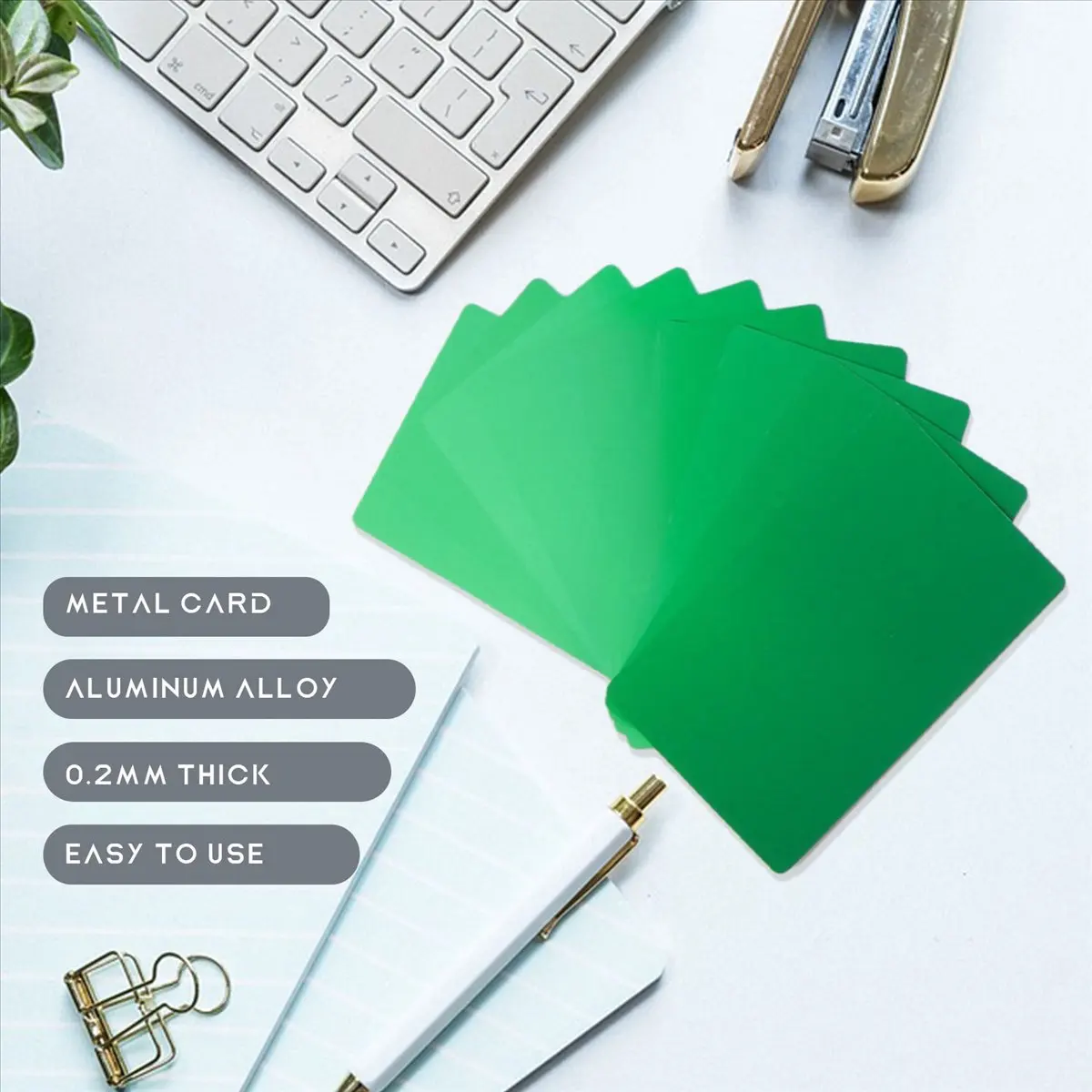 newyear828 100PCS Mixed Color Aluminum Alloy Card Engraving Metal Business Visit Business Card Blank 0.2mm Thick