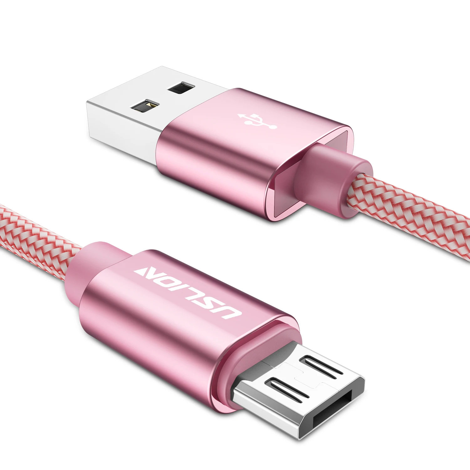 Rose Gold Nylon Charging Data Cable Micro USB Cable For Android Mobile Phones Xiaomi Huawei Meizu Samsung Tablets 0.3M/1M/1.8M