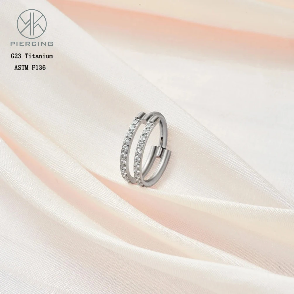 ASTM F136 G23 Titanio Piercing 16G 8/10/12MM Pendiente Anillo de la nariz Clicker Septum Hoop Plating PVD Tragus Ear Stud Body Jewelry 16G