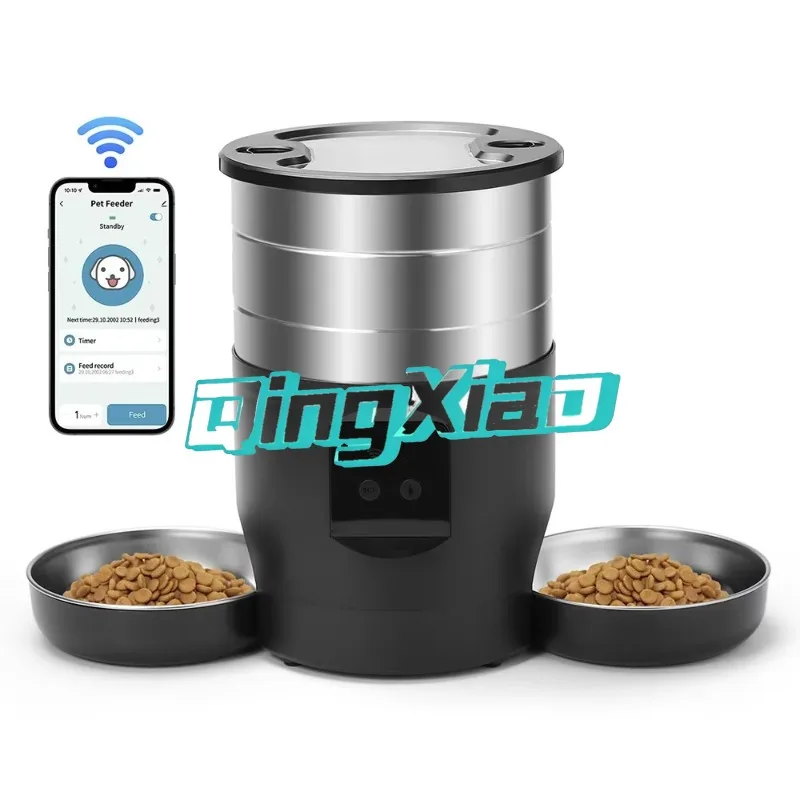 

4.5L Automatic Smart Pet Feeder with Timed Quantified Feeding WIFI Remote Control Stainless Steel Voice Recording for Cats Dogs
