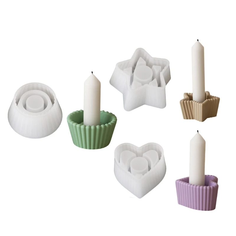 Practical Silicone Mold For Candle Holders With Unique Star Heart And Round Patterns Suitable For DIY Enthusiasts