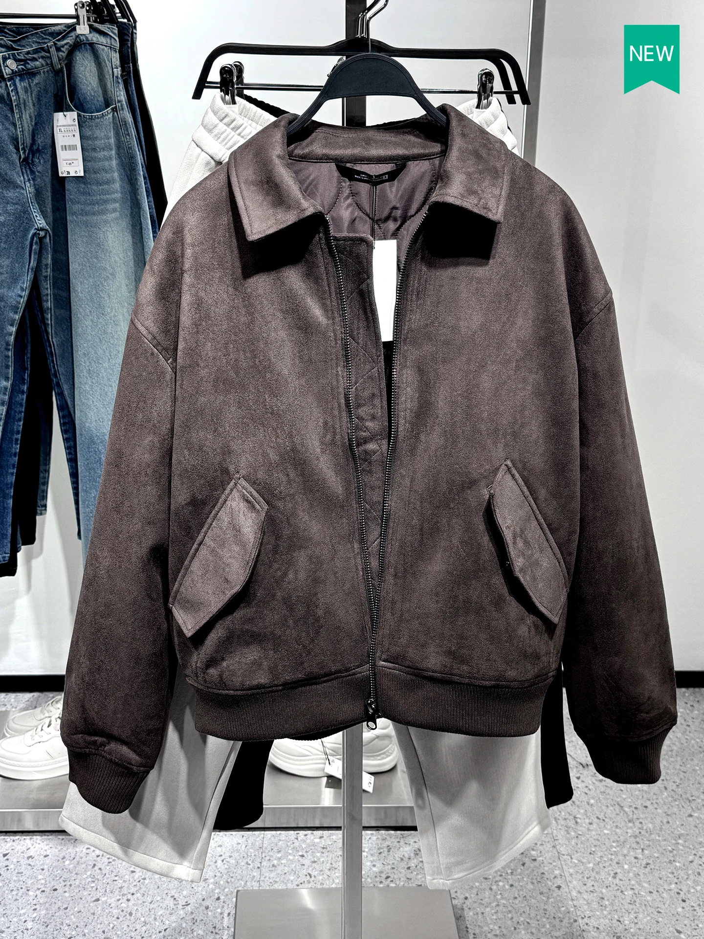 

New Autumn Men's Cotton Jaet Velvet Texture Zipper Cotton Coat Warm Casual Loose Fit ort Sle Polyester Inner