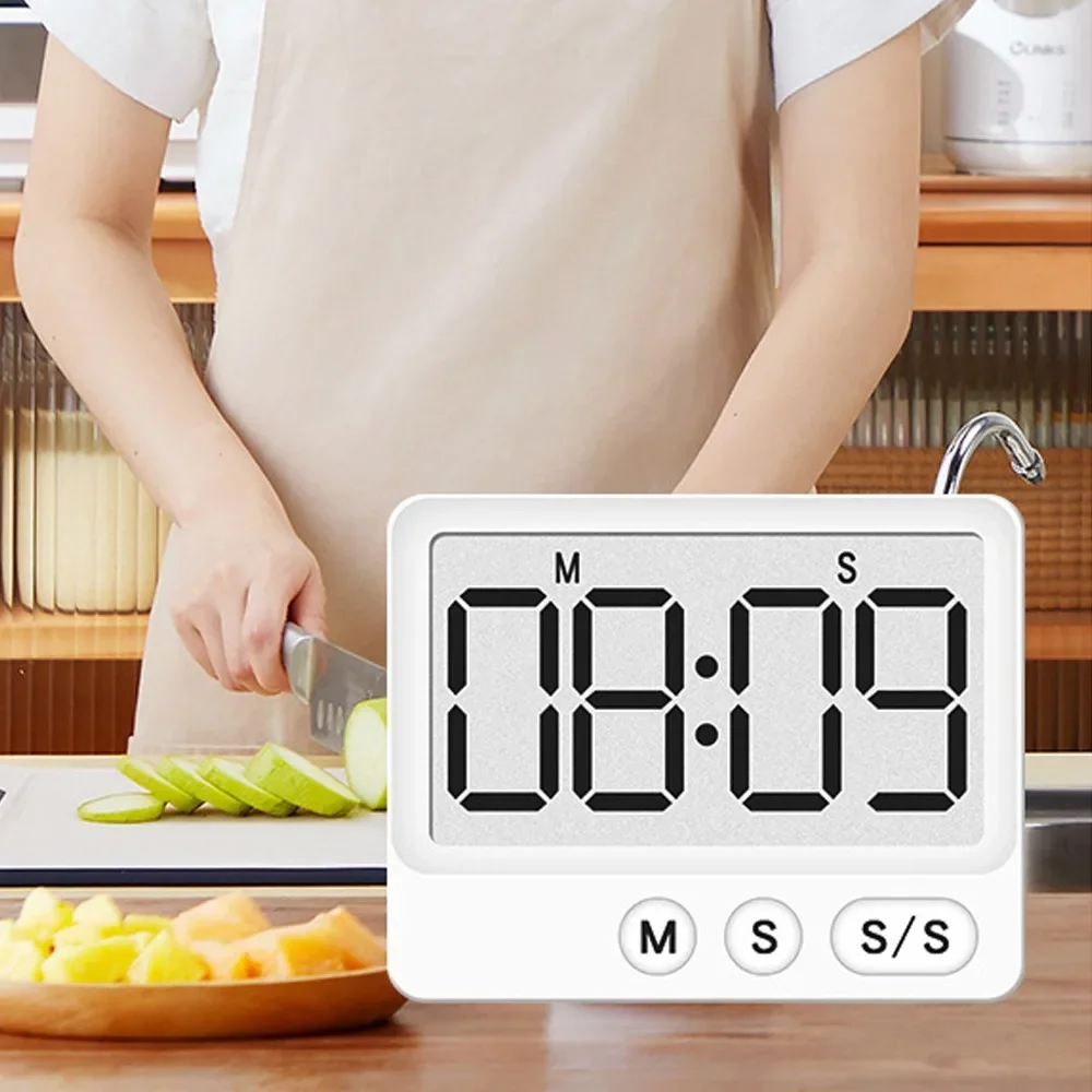 C2 Digital Timer Large Screen Magnetic Timer LCD Display Time Manager Kitchen Desktop Baking Timer Reusable Kitchen Gadget