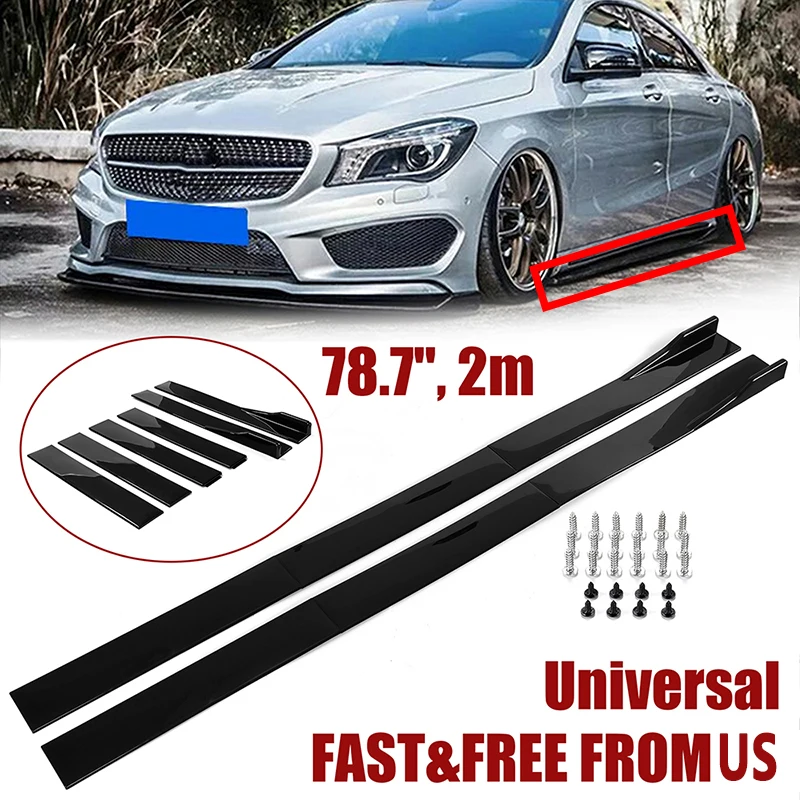 6pcs Side Skirt Extension 2m Winglet Splitter Rocker Panels Lip Wing Separator Car Exterior Modification Parts Fit For Universal