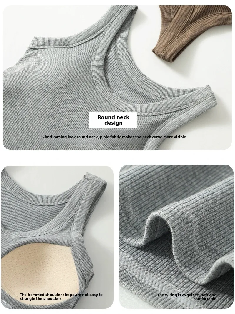 2-in-1 T-Shirt Bra Combo Top- Women's Seamless Built-in Vest,Summer Breathable Sleeveless Shirt & Casual Undershirt Sexy Top Y2k image 6