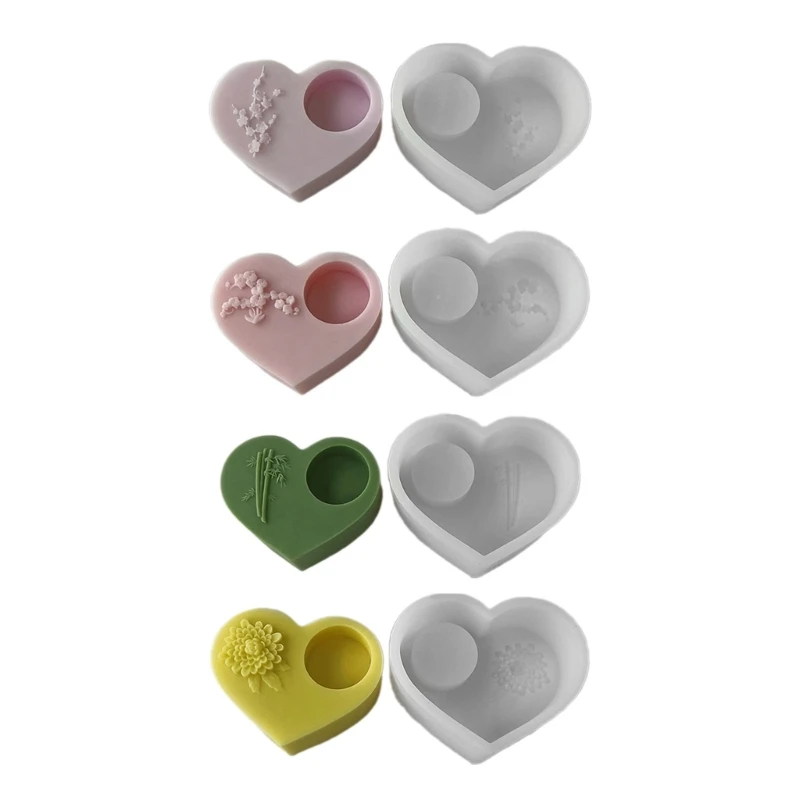 Resin Epoxy Candlestick Silicone Mold Holder Mould Love Heart Shaped Mold 40GB