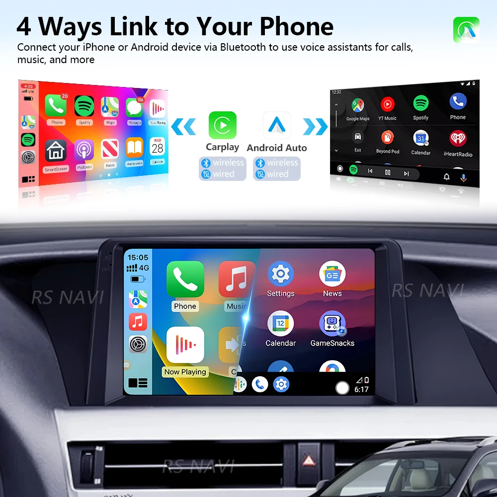 Android 16 Carplay Auto Car Radio Player For Lexus RX270 350 450 LHD 2009 - 2014 Stereo BT steering wheel Snapdragon 360 Camera view 3
