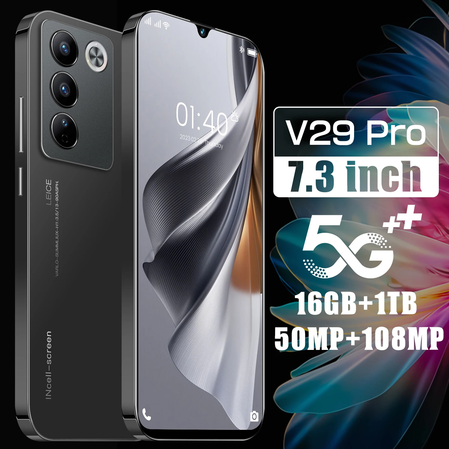 

Global Version V29 Pro Smartphone 5G 7.3 Inch 16GB RAM+1024GB ROM Qualcomm 8 Gen 2 108MP Camera 6800mah Android Mobile Phone