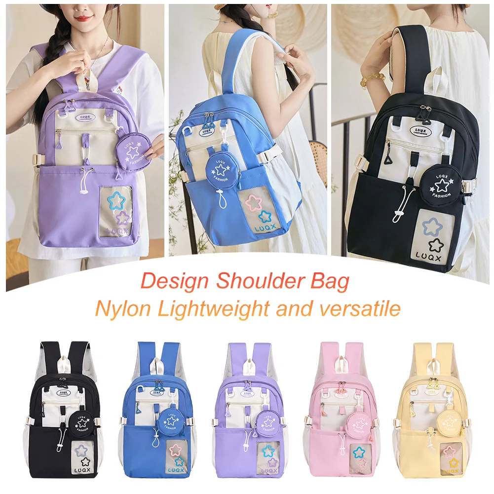 Aesthetic Backpack for Teenage Girls with Pendant College School Backpack Kawaii Backpack Laptop Backpack Travel Daypack