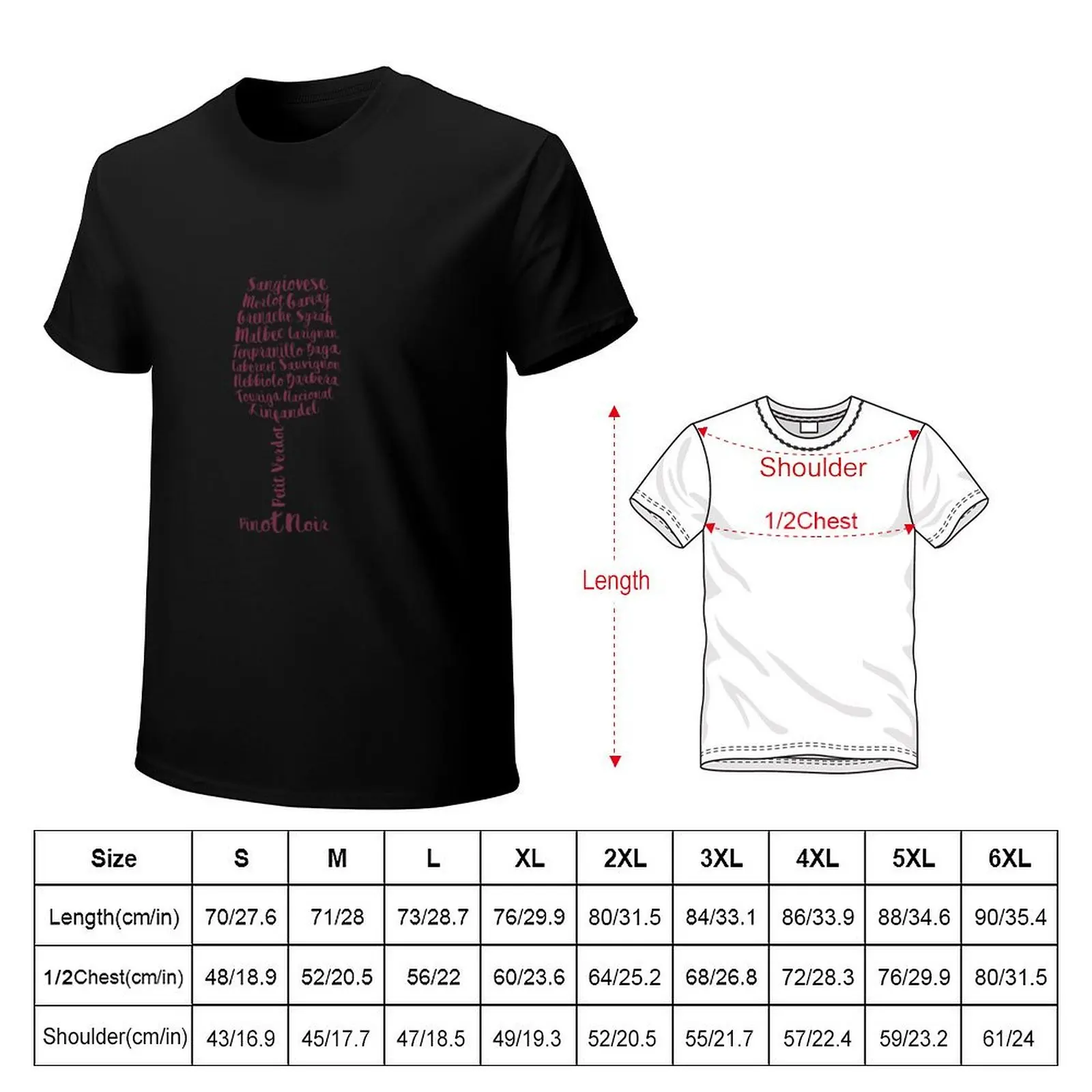 Red Wine Varieties Glass T-Shirt man graphic t shirt T-Shirt
