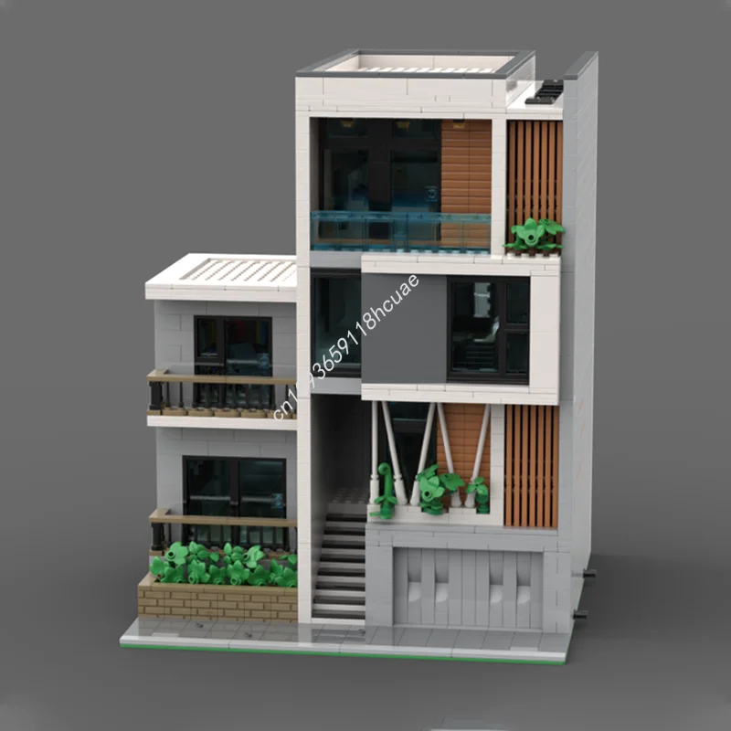 3031 قطعة MOC الحديثة الفاخرة تاون هاوس وحدات نموذج اللبنات البناء هدايا عيد الميلاد لتقوم بها بنفسك لعبة فكرة التعليم الطوب #6