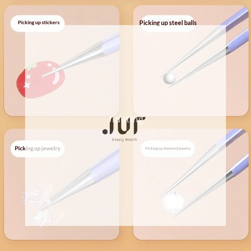 New Double-Ended Tweezers With Pointed Tips And Silicone Press Head, Tape Remover, Acrylic Nail Tools, Eyelash Curler Tweezers