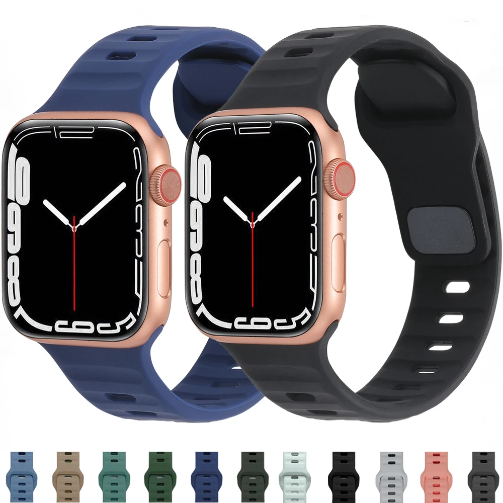 

Silicone Strap for Apple Watch Band 45mm 41mm 49mm 44mm 40mm 42mm 38mm Sport Bracelet Wristaband for iWatch Series Ultra 87654SE