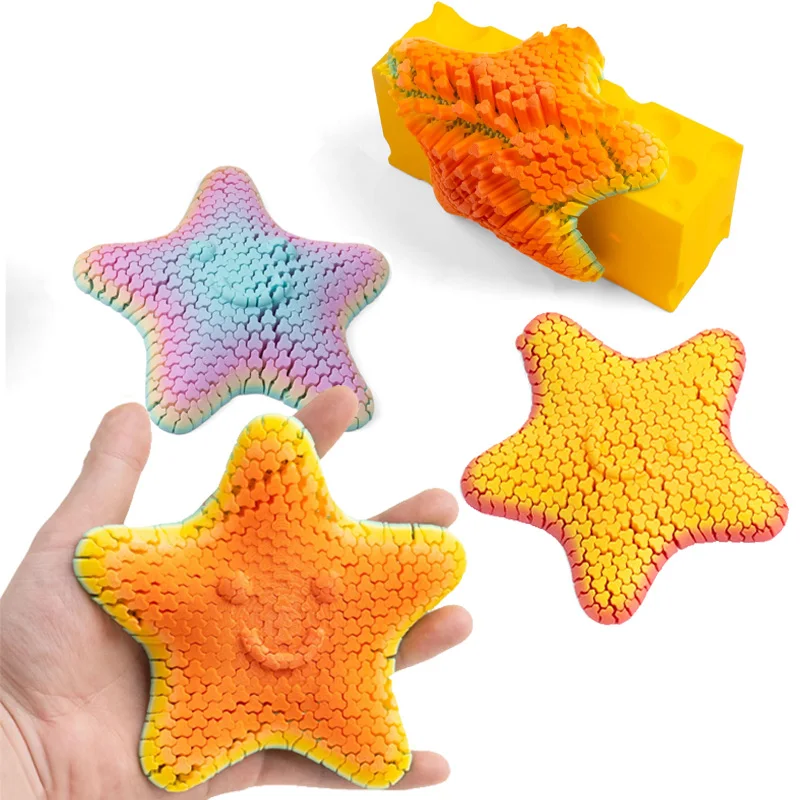 3D-gedrucktes bewegliches Smiley-Gesicht, Seestern, Zappelroller-Spielzeug, flexible Schreibtischdekoration, Stressabbau-Spielze