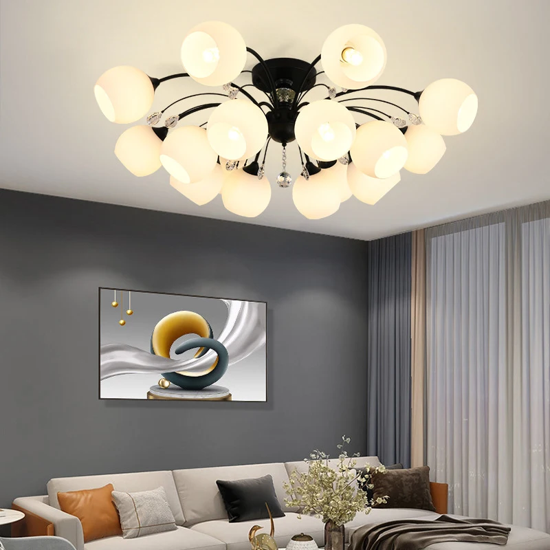 

American LED Crystal Ceiling Light For Home Nordic Living Room Lamp Modern Restaurant Bedroom LED Chandelier Lighting Fixtures