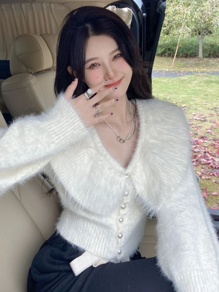 Swetry rozpinane damskie koreańskie Ins modne ubrania z dzianiny proste Hotsweet młode dziewczyny na cały mecz miękkie delikatne mniejszościowe szykowne jesienne