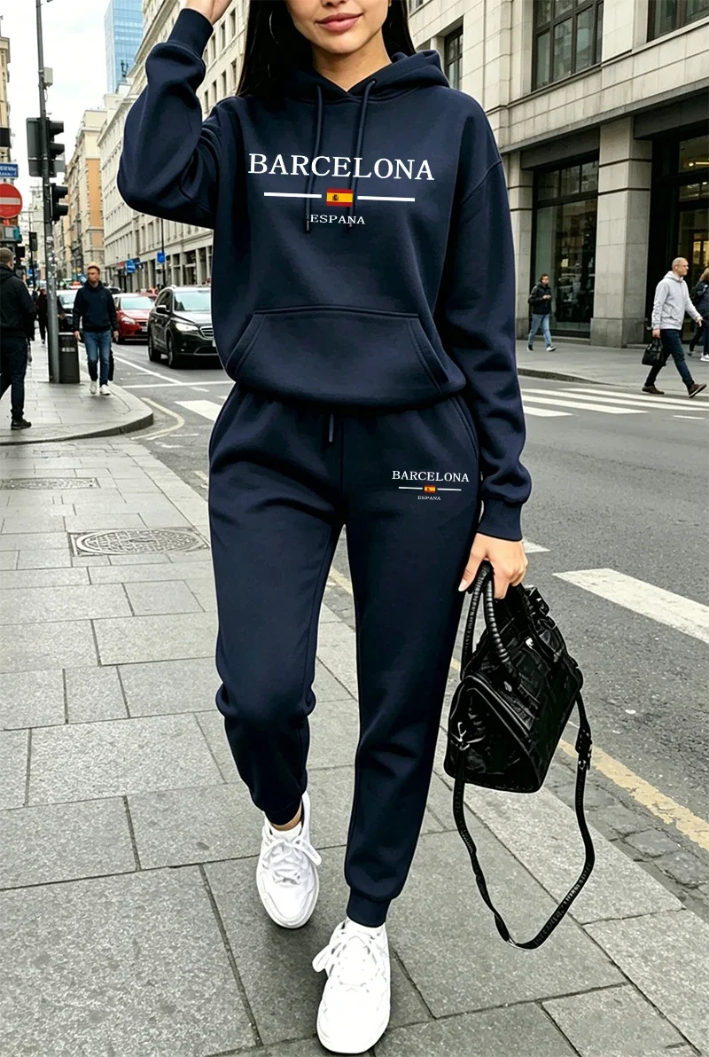 Fashion Womens Tracksuit Printing Casual Hoodie Sweatshirts Outdoors Sports Jogging Clothing Autumn Winter Quality Sportswear view 3