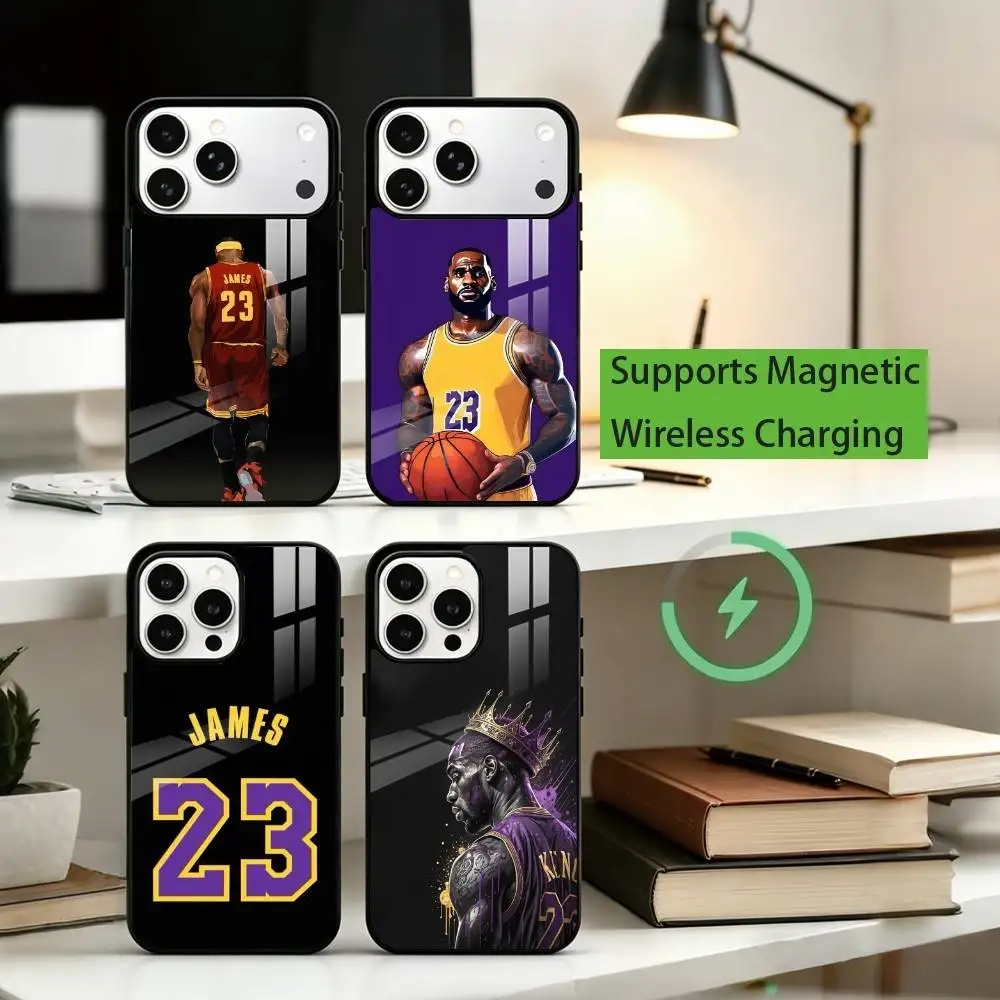 

B-Basketball star L-LeBron James Phone Case For iPhone17,16,15,14,13,12,11 Plus,Pro Allows magnetic wireless charging