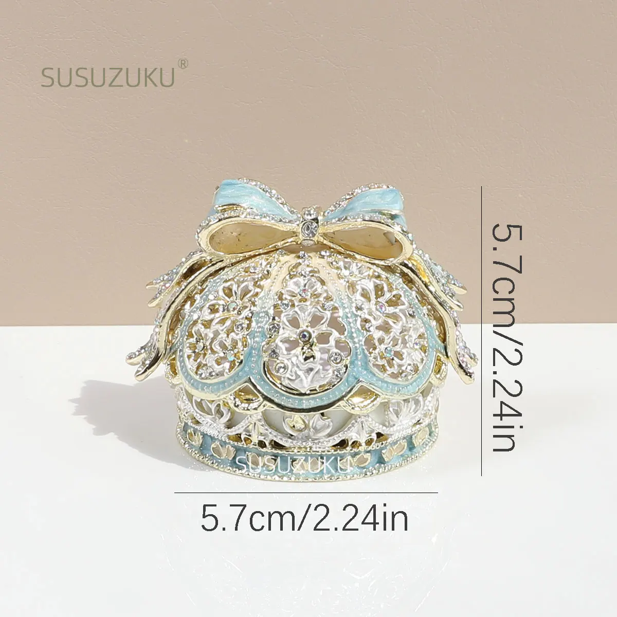 Alloy Enamel Jewelry Box European Princess Bowknot Crown High-end Jewelry Ring Wedding Ring Jewelry Storage Box