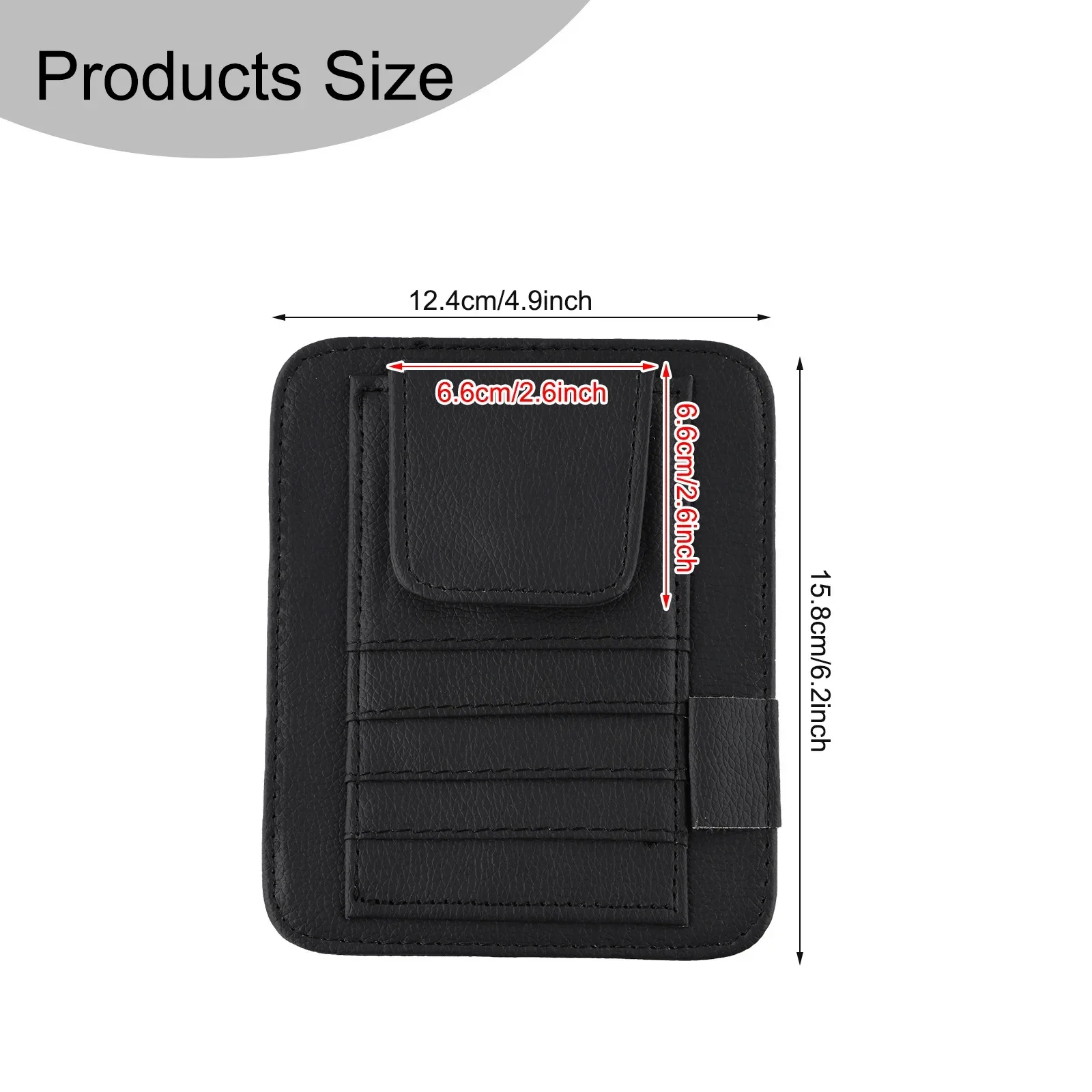 

Multifunctional Usage Car Sun Visor Glasses Clip Card Organizer Glasses PU Leather Space Saving Storage Storage Bag