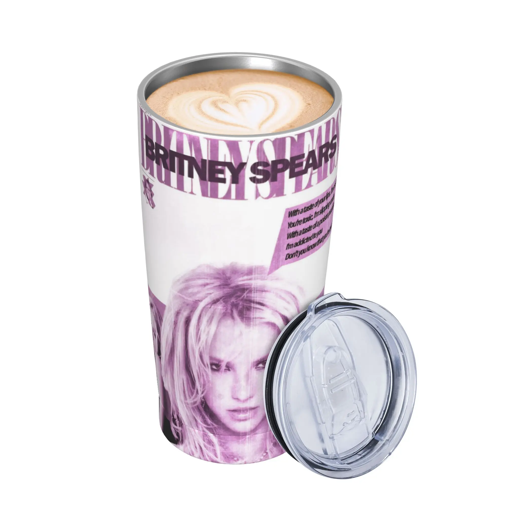 Singer Britney Spears Tumbler Vacuum Insulated  Thermal Cup with Lid Straw Double Wall Mug Spill Proof 20oz